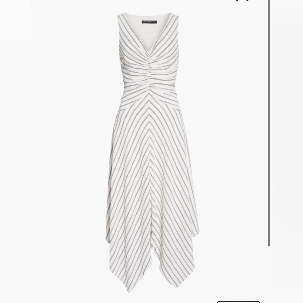 Maggie London White and black Striped Handkerchief Hem Dress size 4